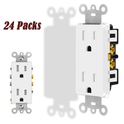 24PK Wall Receptacle Outlet 15Amp 3 Wire Self-Grounding Tamper Resistant