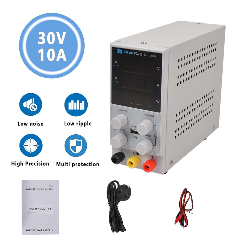 Adjustable DC Bench Power Supply Digital 30V 10A LED Precision Lab Variable UK
