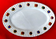 Deruta White Ceramic Bijoux Oval Jewel Platter Maryse Boxer 19 x 13 in