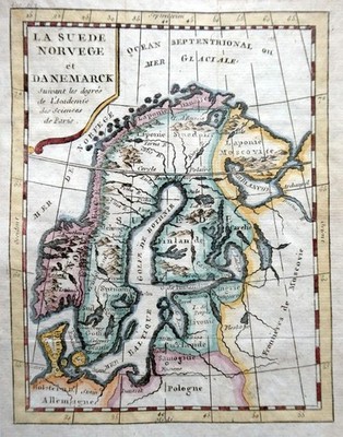 SWEDEN NORWAY DENMARK BY CLAUDE BUFFIER c1774  ORIGINAL ANTIQUE ENGRAVED MAP