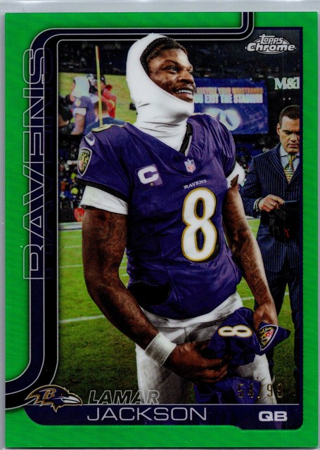 2025 Topps Chrome #24b Lamar Jackson Image Variation True Green Refractor #/99