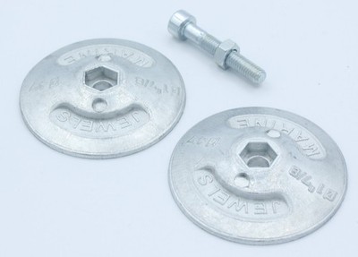 2er Set Anode 50mm Zink inkl. Schraube (Schutz / Opfer Anode Telleranode)