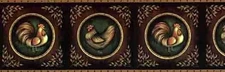 Rooster Hen Floral Wallpaper Border Country Kitchen Wall Decor EX80968 6"x12'