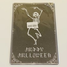 Happy Halloween Dancing Skeleton 8  x 12  Metal Tin Sign Wall Art Hanging Decor