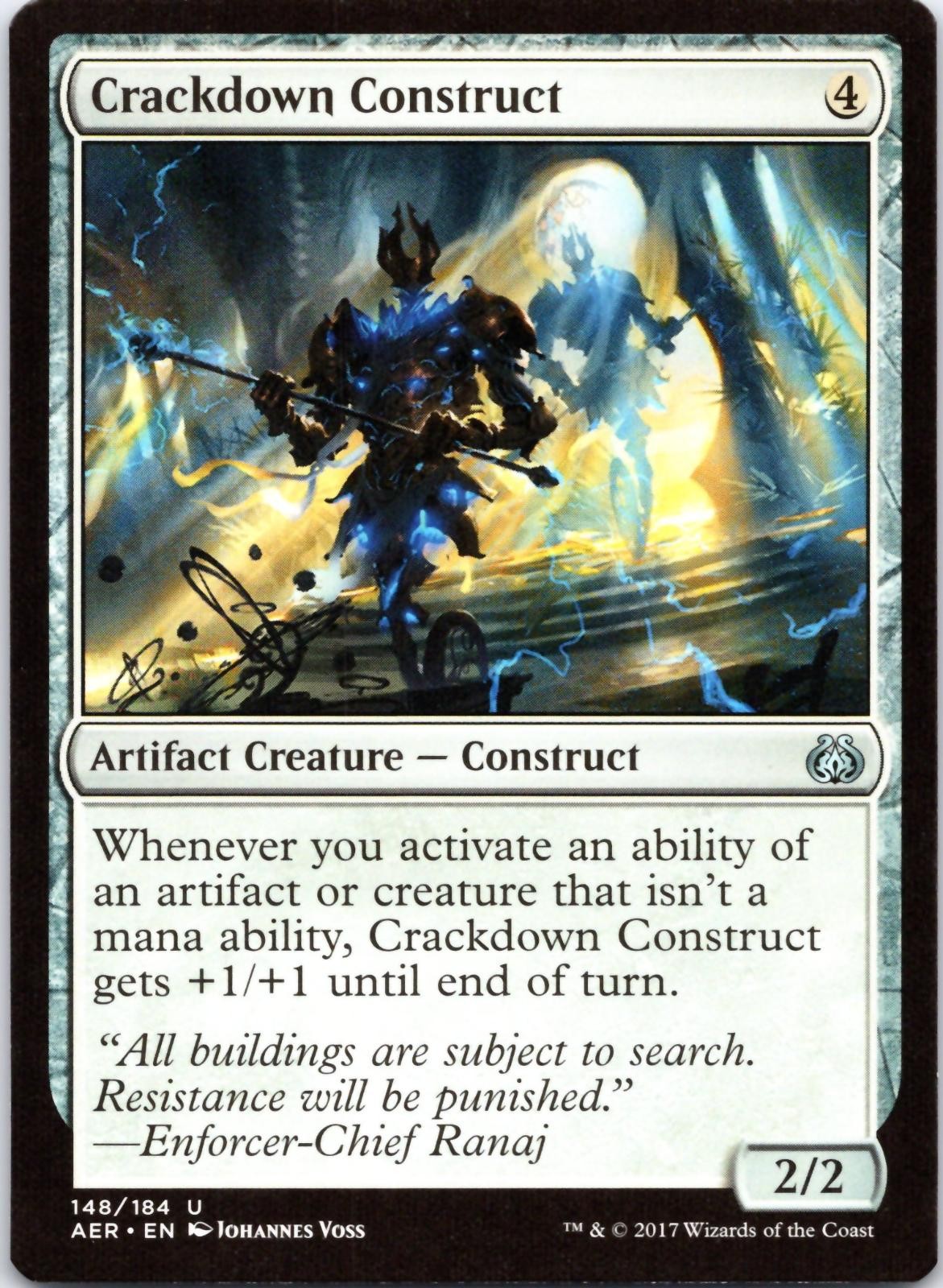 Crackdown Construct 148 Uncommon Aether Revolt Magic: The Gathering LP