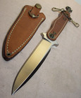 1990's~AL MAR~MINT UNUSED~SMOOTH LEATHER HANDLE FIGHTING KNIFE w/ORIG. SHEATH~ — photo 2