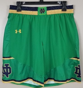 UNDER ARMOUR NOTRE DAME GAME WORN WOMENS BASKETBALL SHORTS GREEN #3 2016 =MEDIUM