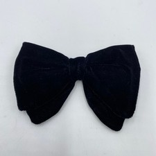 Vintage Ormond Black Corduroy Accent Double Bow Rust Resist Clip Bow Tie 5"