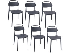 Kit 6 sedie polipropilene cucina bar ristorante interno esterno nero cue228