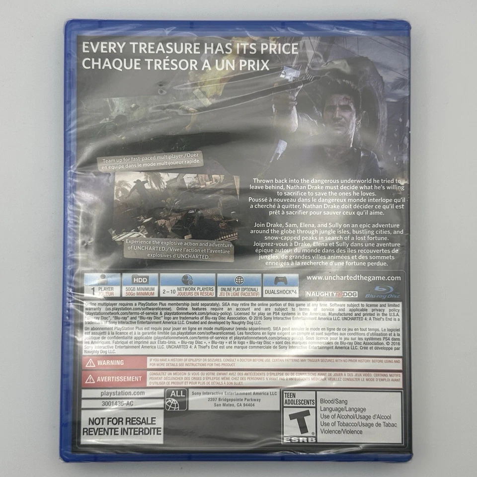 Uncharted 4: A Thief's End for PlayStation 4 (DVD, 2016) Brand New Sealed  - Image 2 of 2