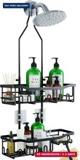 Upgraded Extended Length Shower Organizer with Hooks, Rustproof Shampoo Soap Hol