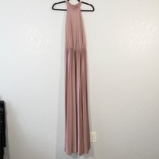 NWT ASOS Design Rose Pink Halter Pleated Waist Maxi Dress Size 10