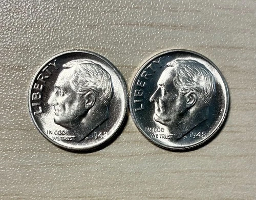 Lot of 2 1948-S Silver Roosevelt Dimes, Brilliant Uncirculated