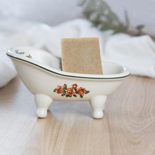 1 Piece 5.6" Ceramic Mini Clawfoot Slipper Bathtub Soap Dish Vintage Decortative