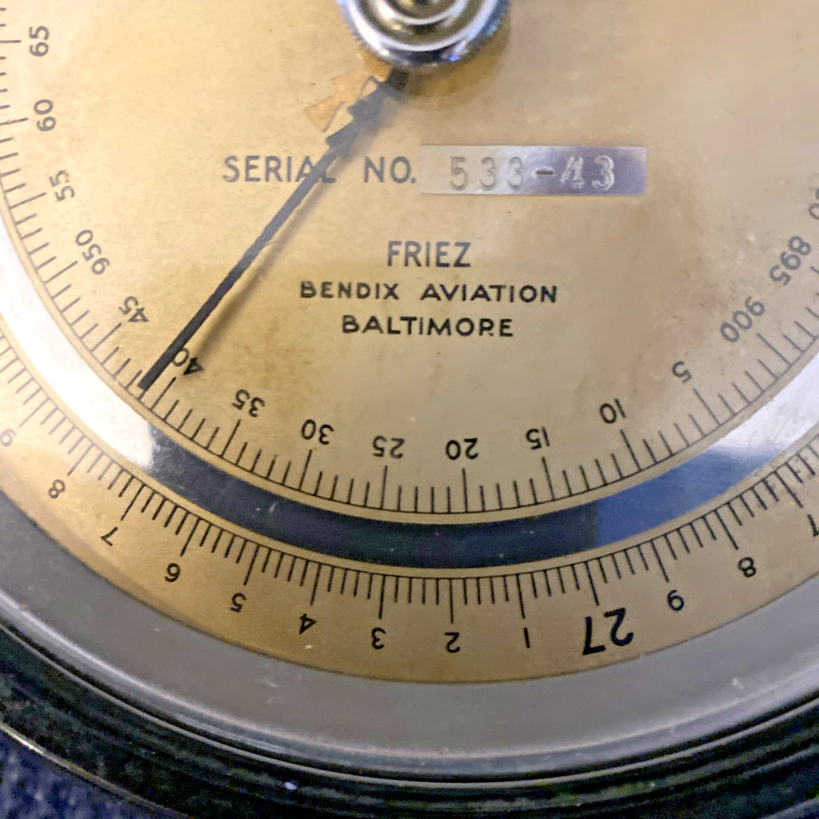 BAROMETER FRIEZ - BENDIX AVIATION BALTIMORE - CIRCA 1940’s PRESSURE IN ...