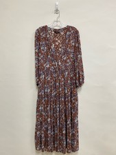 Madewell Size S Dark Terra Cotta Cream/Blue Flowers Maxi Ladies Dress