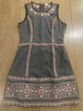 Pixley Embroiderd Tank Dress Multi Color Trim Sz MD Boho Festival