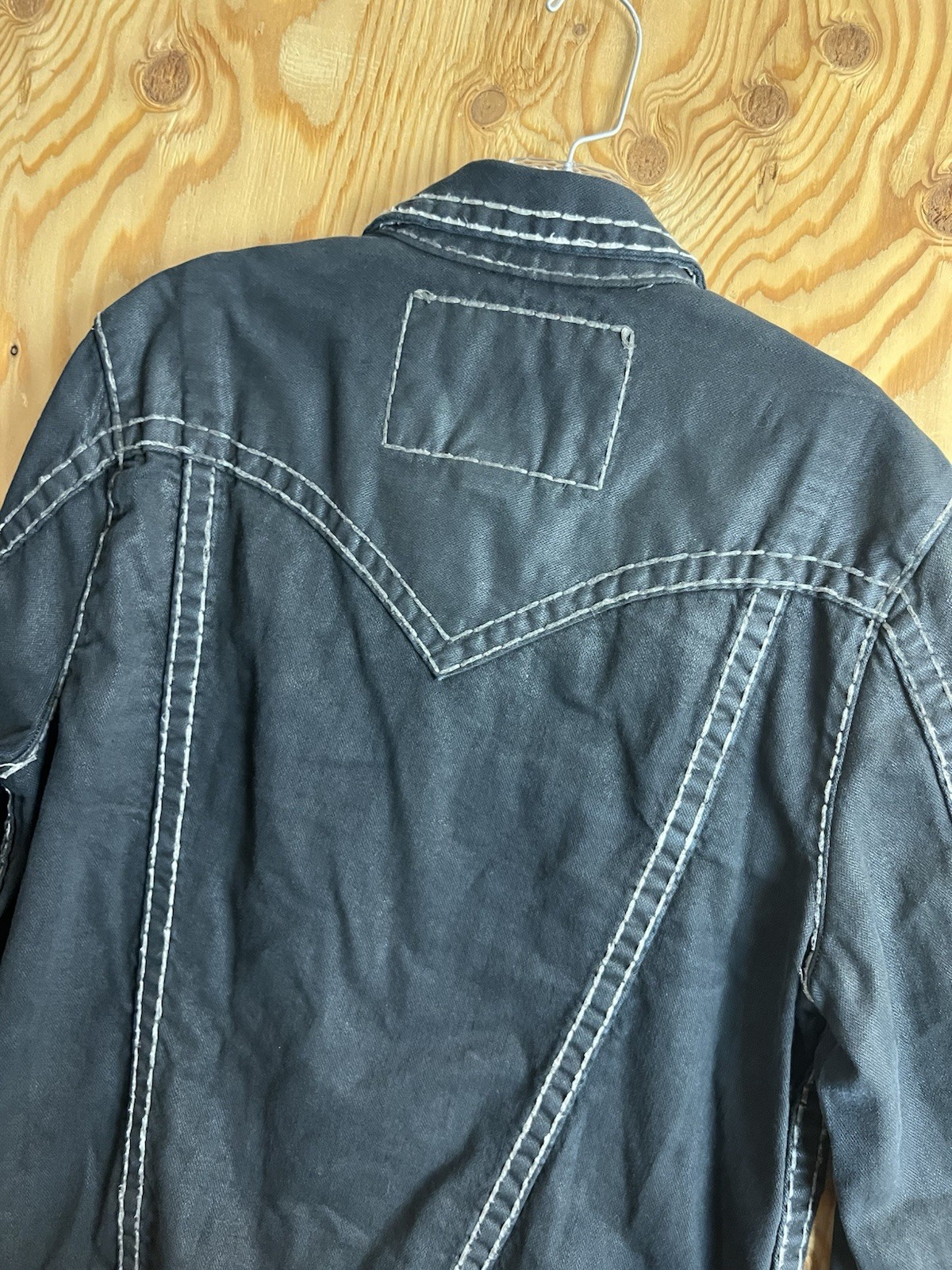 True Religion Jean Jacket Black White Mens L  Jimmy Super T Denim Chief Keef thumbnail 14