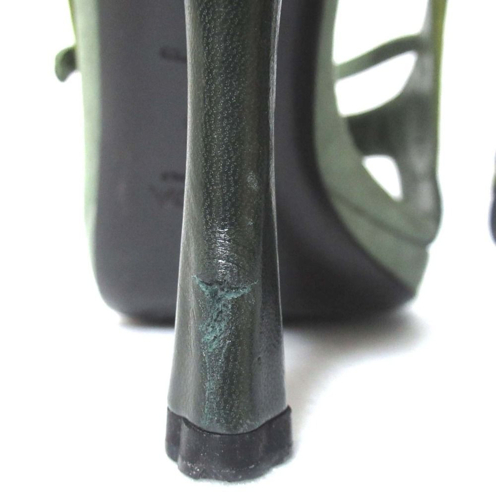 PRADA Fairy Collection Open-Toe High Heel Pumps, Size 37.5 Green Women Used F/S thumbnail 11