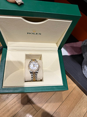 Rolex Datejust 31mm Two-Tone Automatic Diamond Bezel White Dial Date Box/Papers