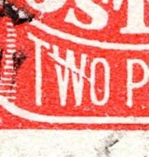 AUSTRALIA KGV 2d RED STAMP WITH LISTED FLAW ACSC 96(12)i 12R27 -CV $50