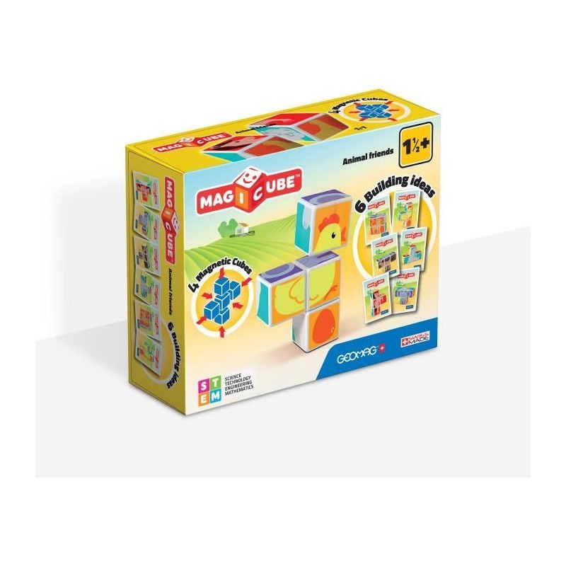 MAGICUBE Animaux Amis 4 Cubes Bloc de Construction Magnétique Éducatif