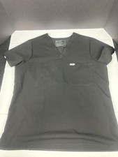 FIGS Catarina Short Sleeve Scrub Top Black Sz Large Medical Women s 1000211