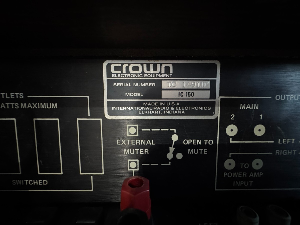 Vintage Crown IC150 Stereo Preamplifier and DC150A Poweramp