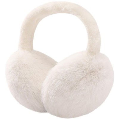 coclothy Winter Ear muffs Faux Fur Warm One Size Fits Most, Foldable-white 