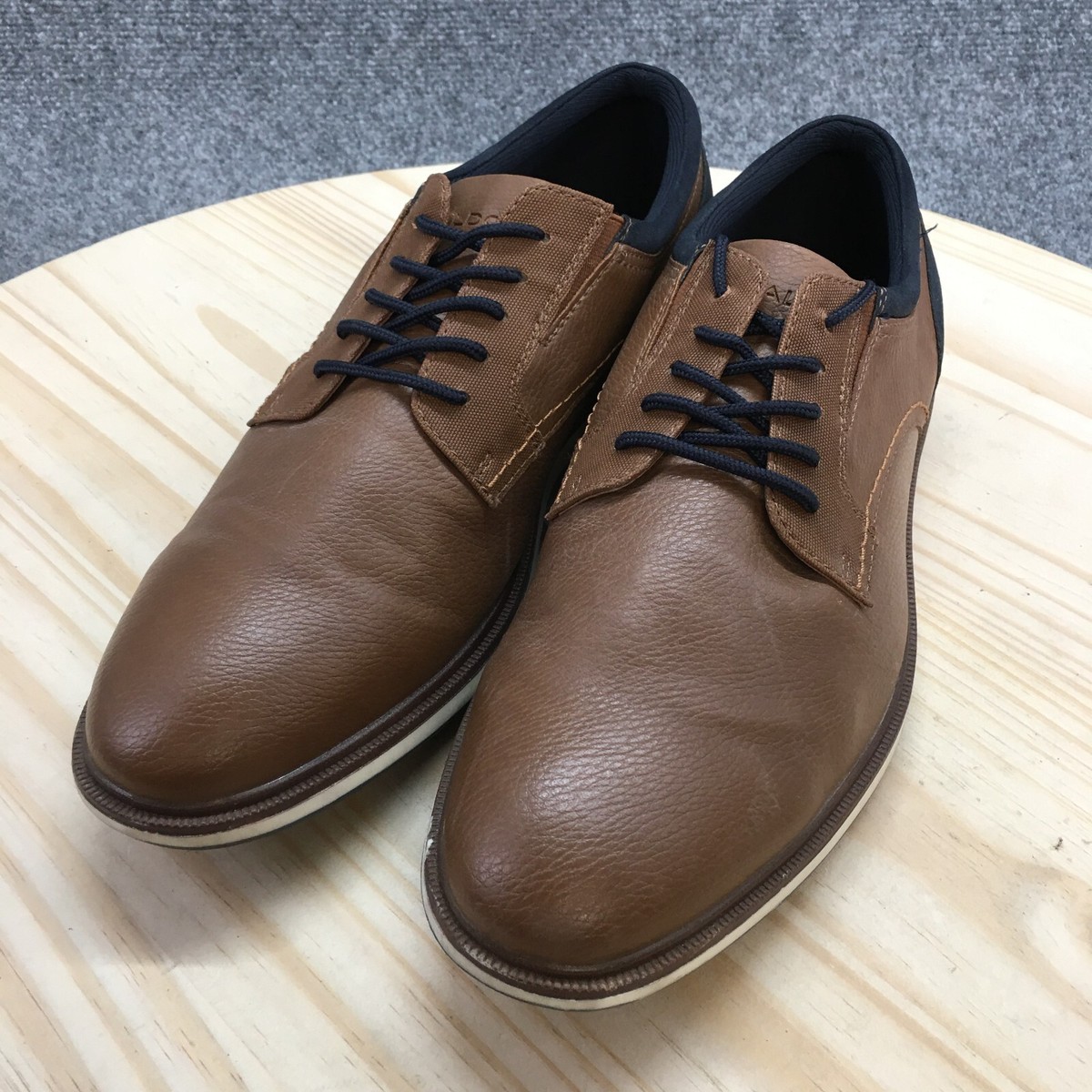 Aldo Shoes Sz 10 M‎ Almond Toe Brown Derby Oxfords Synthetic Men Braz – Men Cognac Oxford shoe - ALDO main image 4
