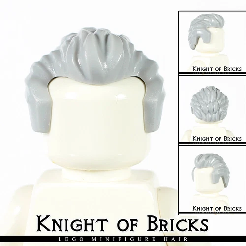 LEGO Minifigure Hair LIGHT GRAY 21268 Male Boy Short Swept Back with Sideburns