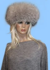 NEW GENUINE SILVER PLATINUM FOX FUR HEADBAND NECK WRAP SCARF