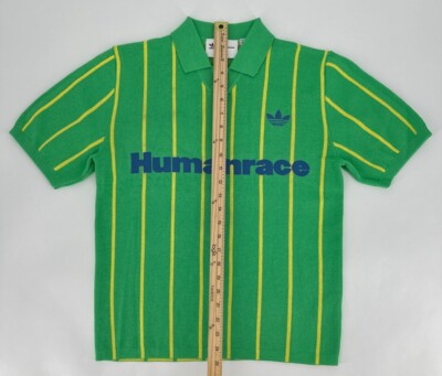 Adidas Shirt Mens XS Pharrell Human Race Hu Green Knit Polo Jersey