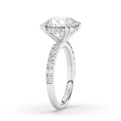 Round Solitaire Labgrown Diamond Hidden Halo Engagement Ring Platinum 3.45 Ct - Picture 13 of 23