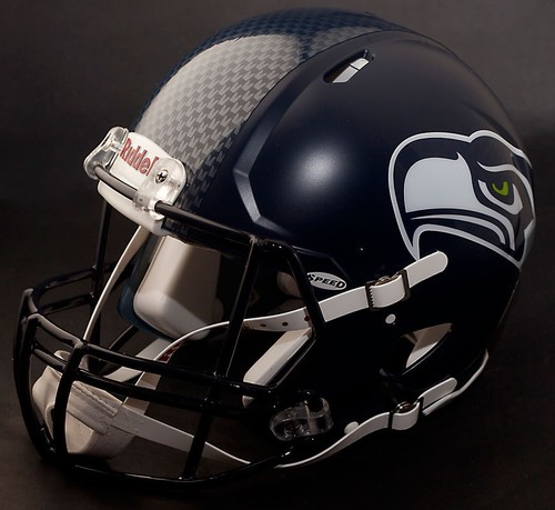 RUSSELL WILSON SEATTLE SEAHAWKS Riddell SPEED Football Helmet FACEMASK (NAVY) - Picture 4 of 4