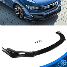 For 2016-2021 Honda Civic Glossy Black Front Bumper Body Kit Spoiler Lip 3PCS
