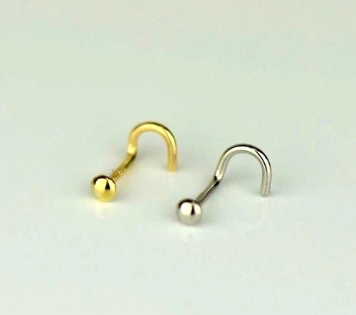 14k Yellow or White Gold Ball Nose Piercing Stud - Picture 1 of 1