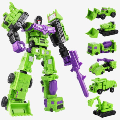 6 in 1 Devastator Engineering Truck Robot Combiner 8'' Toys Action Figure HOT