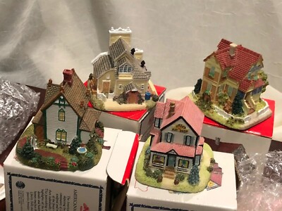 【極美品】LIBERTY FALLS COLLECTION　ミニチュア建物セット Vintage Lot Of 4 Liberty Falls Americana Miniature Village