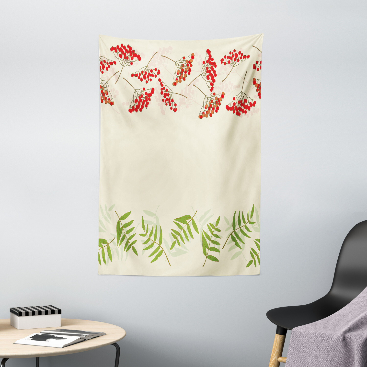 Rowan Tapestry Border with Mountain Ash Print Wall Hanging Decor