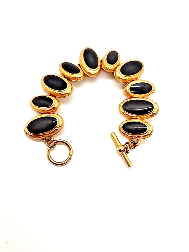 Pulsera de Colección Anne Klein Tono Dorado y Negro Lucite Moda con Cierre de Palanca 7.5" Foto 4 de 4