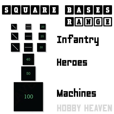 Wargaming Square Bases Full Range 20mm 25mm 30mm 40mm 50mm 100mm Warhammer ToW