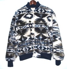 Donny Brook Aztec Print Faux Fur Plush Bomber Jacket. Size M