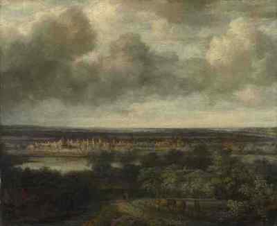 Blechschild Philips Koninck Eine weitläufige Landschaft mit einer Stadt A4 12x8 Alu