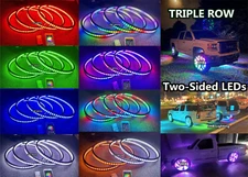 JHB 4x 17.5" TRIPLE ROW Double Sided RGB CHASING FLOW LED Wheel Rings Lights Set