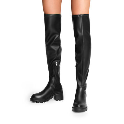 Women Thigh High Boots Suede/PU Platform Chunky Heel Over The Knee Boots