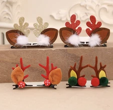 4 Pairs Christmas Antler Duckbill Clips Hair Claw Barrette Hair Accessories 