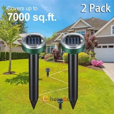2X Solar Ultrasonic Animal Repellent Dog Cat Skunk Deer Raccoon For Garden Yard