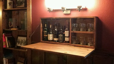 Rustic Wooden Murphy Bar Hidden Liquor Cabinet Wall Mounted Ebay