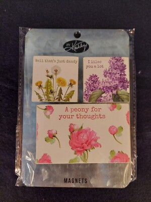 Flowers - 3 Magnets - By Kathy - Dandelion, Lilac, Peony